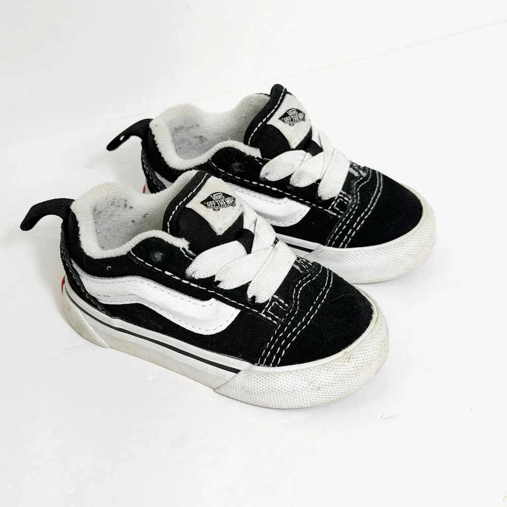 Vans Old Skool Shoes Boys 5.0 Black White Canvas Suede Skate Sneakers